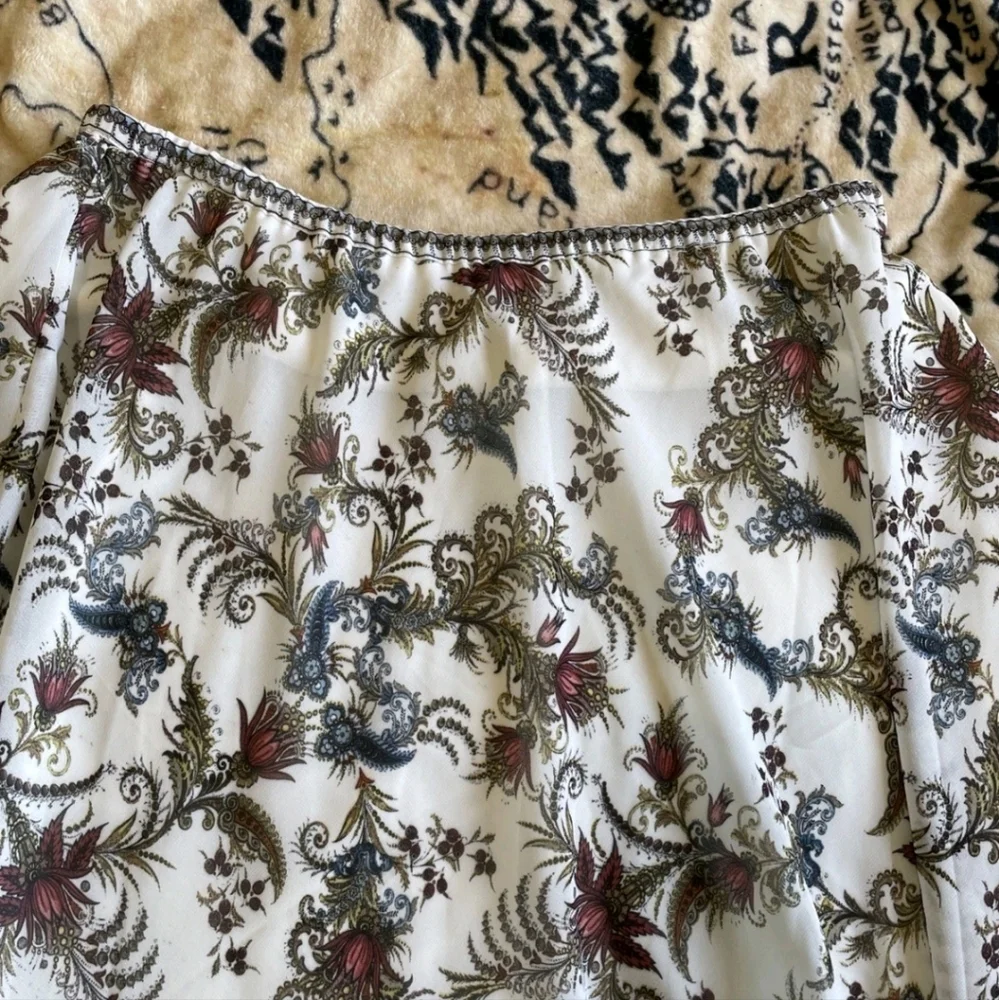 NWT Max Studio Size Large Floral Maxi Skirt Elastic Waist Ruffle Tiered